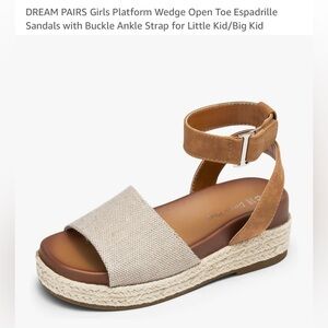 Dream Pairs girls Tan and Cream Wedge Sandals.